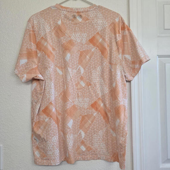 Alfani Shirt Mens Size XXL Orange Abstract Short Sleeve Crew Neck Pullover Top - Picture 2 of 6